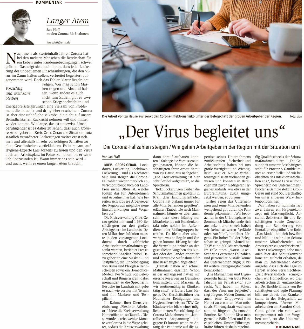 Presseartikel Gebäudereinigung: Der Virus begleitet uns